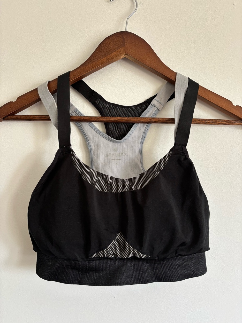 Athleta Black & Gray/blue Racerback Sports Bra